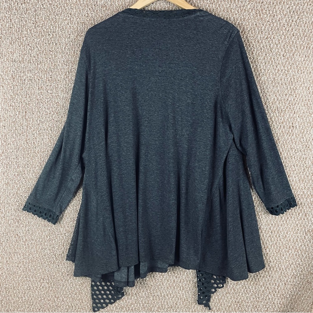 Ali Miles Tunic 1X All In One Gray Floral Draped Whimsigoth Mori Kei  T234 - Picture 4 of 14